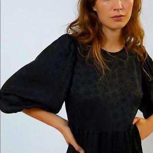 NWT Anthropologie Embroidered Black Midi Dress